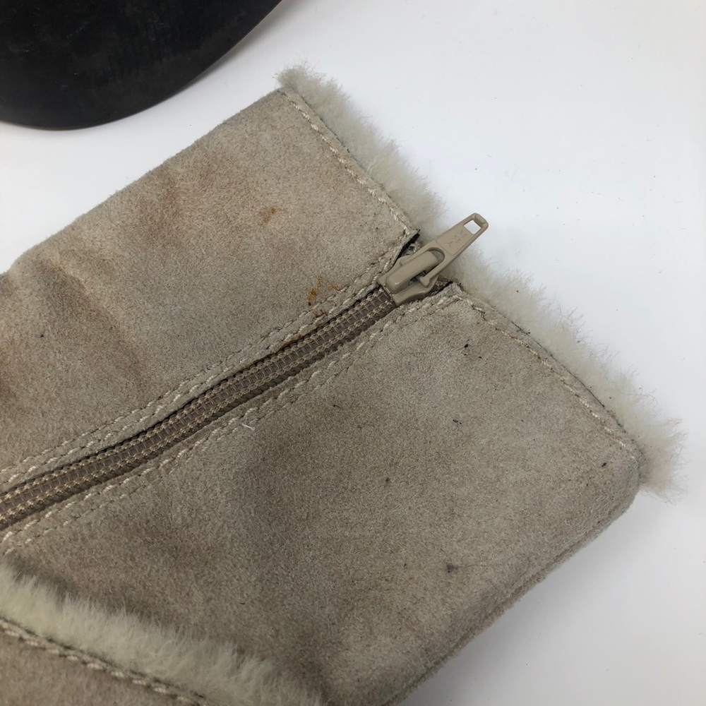 Nine West Suede Faux Fur Trim Cream Boots Size 8 - Picture 6 of 8